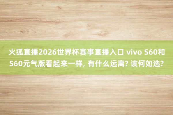 火狐直播2026世界杯赛事直播入口 vivo S60和S60元气版看起来一样, 有什么远离? 该何如选?