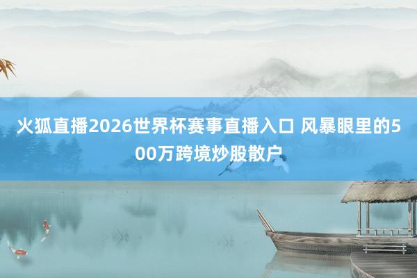 火狐直播2026世界杯赛事直播入口 风暴眼里的500万跨境炒股散户