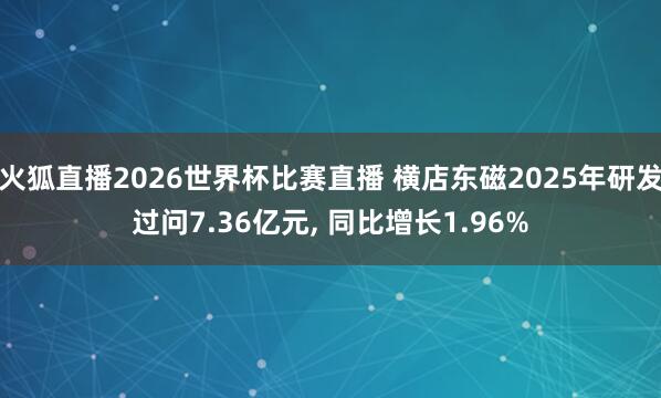 火狐直播2026世界杯比赛直播 横店东磁2025年研发过问7.36亿元, 同比增长1.96%