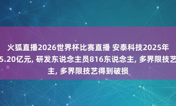 火狐直播2026世界杯比赛直播 安泰科技2025年研发进入5.20亿元, 研发东说念主员816东说念主, 多界限技艺得到破损