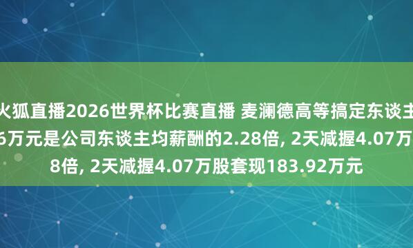 火狐直播2026世界杯比赛直播 麦澜德高等搞定东谈主员陈江宁年薪64.86万元是公司东谈主均薪酬的2.28倍, 2天减握4.07万股套现183.92万元