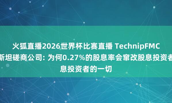火狐直播2026世界杯比赛直播 TechnipFMC在伯恩斯坦磋商公司: 为何0.27%的股息率会窜改股息投资者的一切