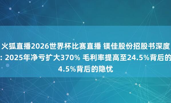 火狐直播2026世界杯比赛直播 镁佳股份招股书深度解读: 2025年净亏扩大370% 毛利率提高至24.5%背后的隐忧