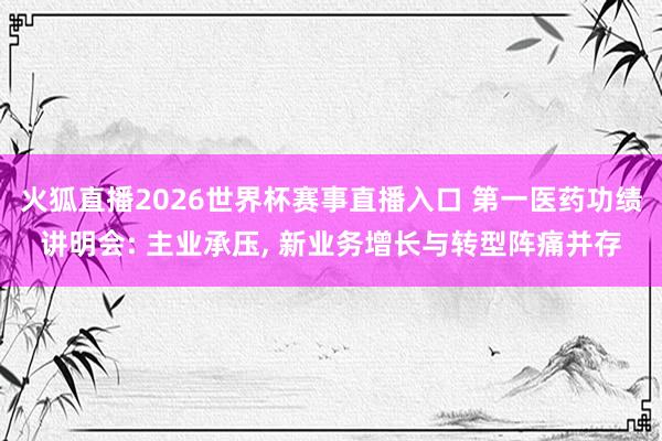 火狐直播2026世界杯赛事直播入口 第一医药功绩讲明会: 主业承压, 新业务增长与转型阵痛并存