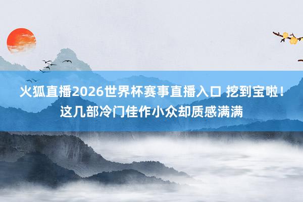 火狐直播2026世界杯赛事直播入口 挖到宝啦!这几部冷门佳作小众却质感满满