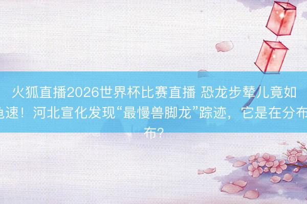 火狐直播2026世界杯比赛直播 恐龙步辇儿竟如龟速！河北宣化发现“最慢兽脚龙”踪迹，它是在分布？