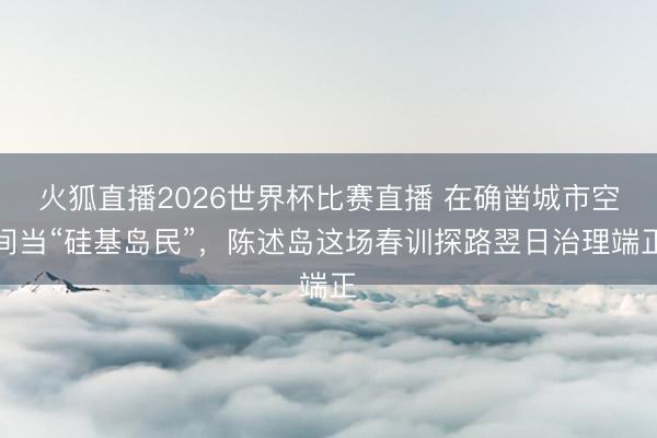火狐直播2026世界杯比赛直播 在确凿城市空间当“硅基岛民”，陈述岛这场春训探路翌日治理端正