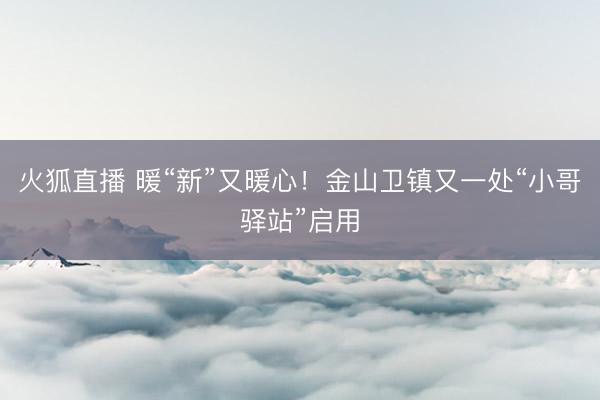 火狐直播 暖“新”又暖心!金山卫镇又一处“小哥驿站”启用